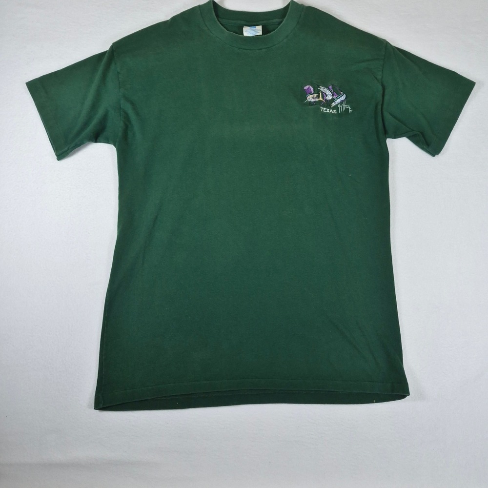 Guy Harvey T-Shirt 90s Men's XXL Green Embroidered Fish Texas